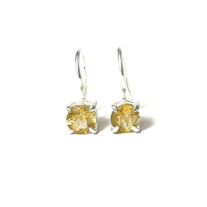 Sterling Silver Round Citrine Drop Earrings