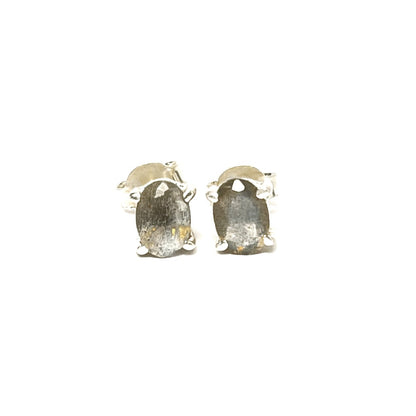 Sterling Silver Oval Labradorite Studs