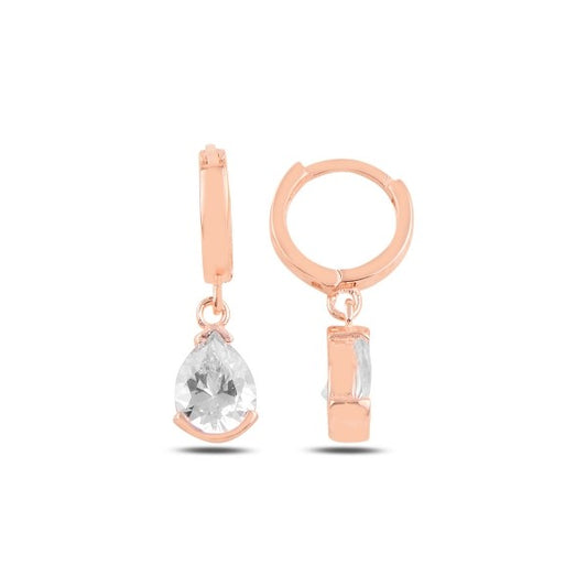 Sterling Silver Rose Gold Plated English Lock Earrings
