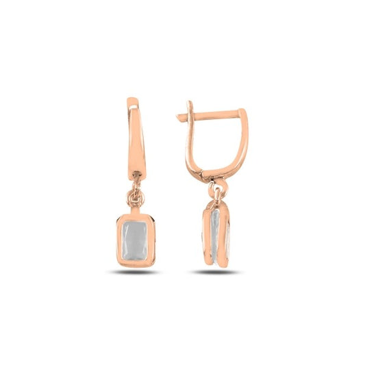 Sterling Silver Rose Gold Plated English Lock Earrings