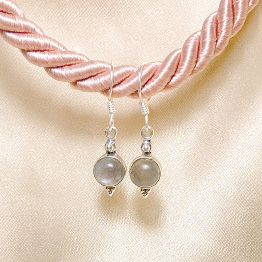 Sterling Silver Round Labradorite Drop Earrings