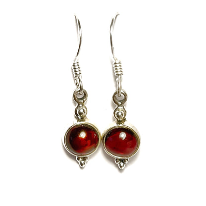 Sterling Silver Garnet Drop Earrings