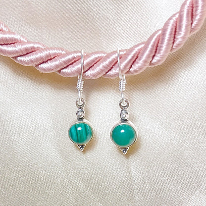 Sterling Silver Malachite Drop Earrings