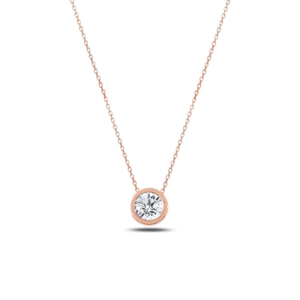 Sterling Silver Rose Gold Plated CZ Crystal Necklace
