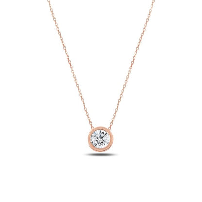 Sterling Silver Rose Gold Plated CZ Crystal Necklace