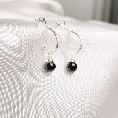 Sterling Silver Black Onyx Drop Earrings