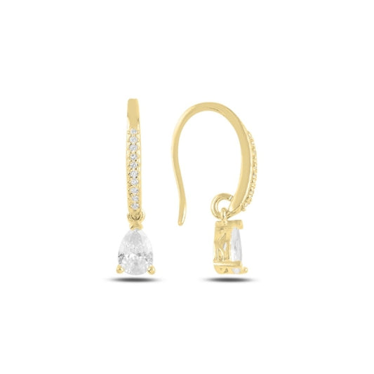 Sterling Silver Gold Plated CZ Drop Earrings