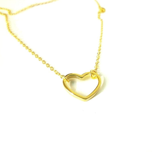 Sterling Silver Gold Plated Heart Necklace