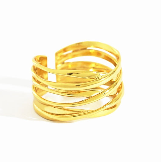Sterling Silver Gold Plated Wide Ring