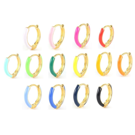 Sterling Silver Gold Plated Enamel Hoops