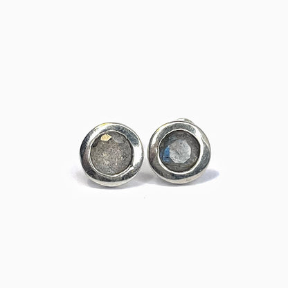 Sterling Silver Round Labradorite Studs