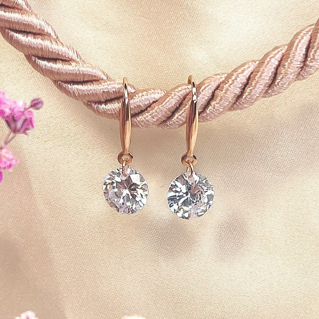 Sterling Silver Rhodium Plated CZ Drop Earrings