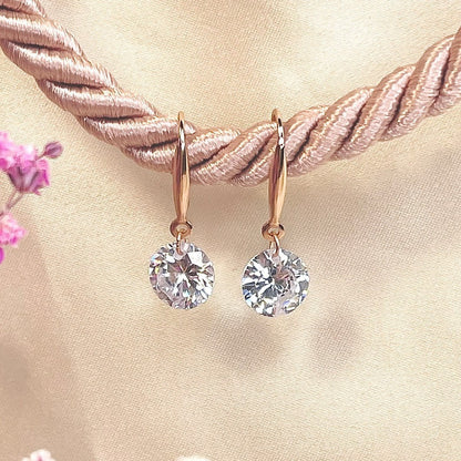 Sterling Silver Rhodium Plated CZ Drop Earrings