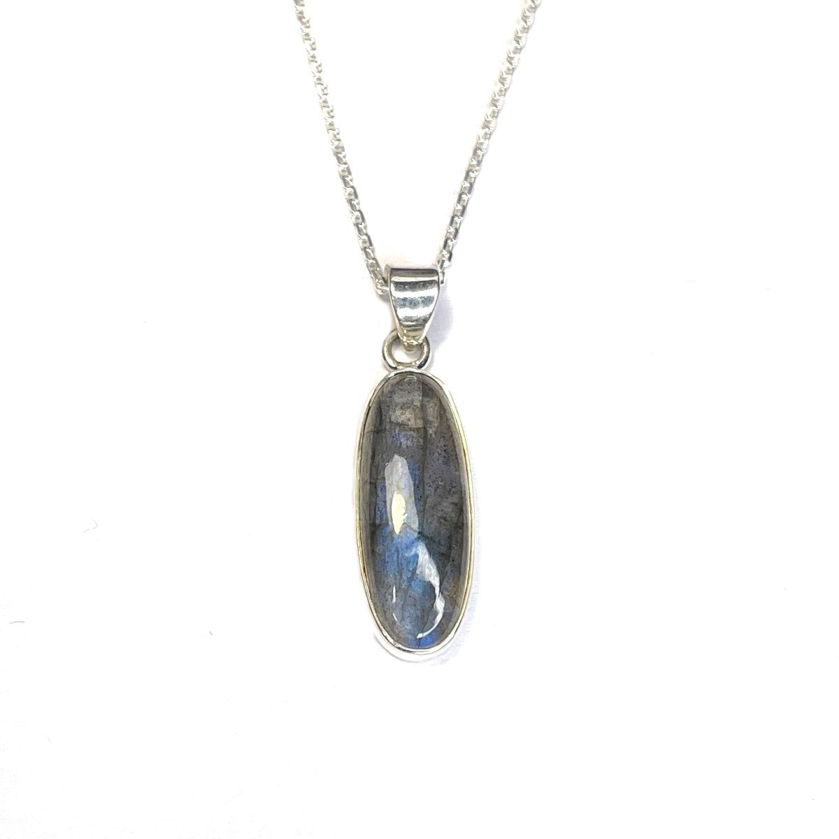 Sterling Silver Oval Labradorite Pendant Necklace