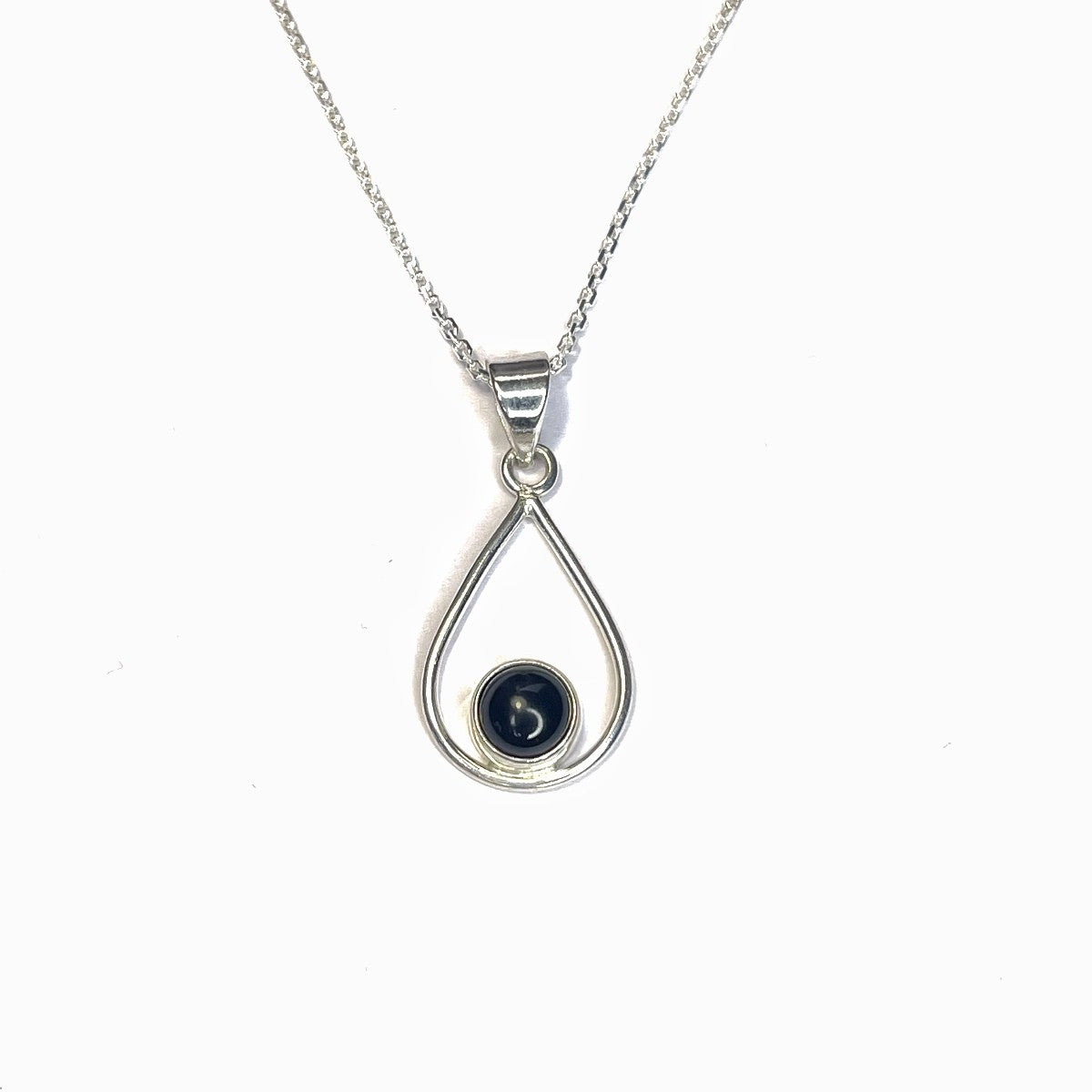 Sterling Silver Black Onyx Pendant Necklace