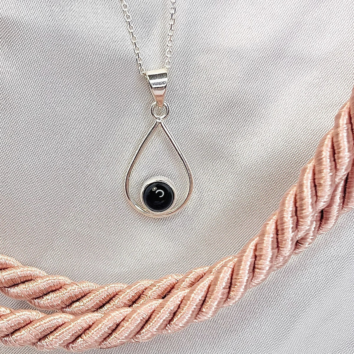 Sterling Silver Black Onyx Pendant Necklace