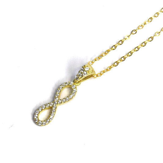 Sterling Silver Gold Plated CZ Infinity Necklace