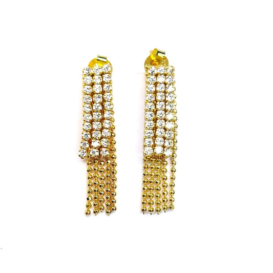 Sterling Silver Gold Plated CZ Drop Earrings