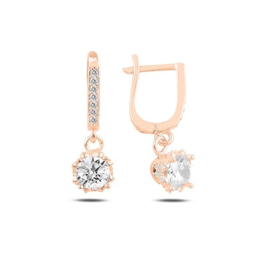 Sterling Silver Rose Gold Plated English Lock Earrings