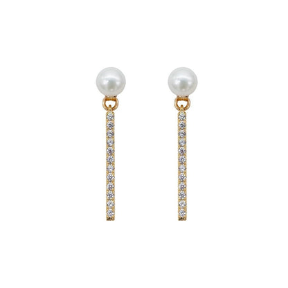 Sterling Silver Gold Plated Pearl Drop Earrings