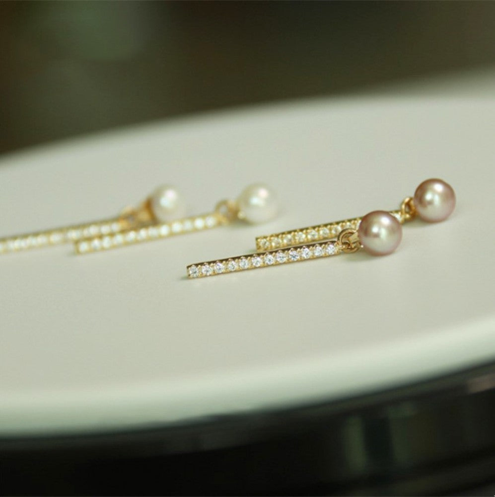 Sterling Silver Gold Plated Pearl Drop Earrings