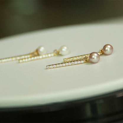 Sterling Silver Gold Plated Pearl Drop Earrings