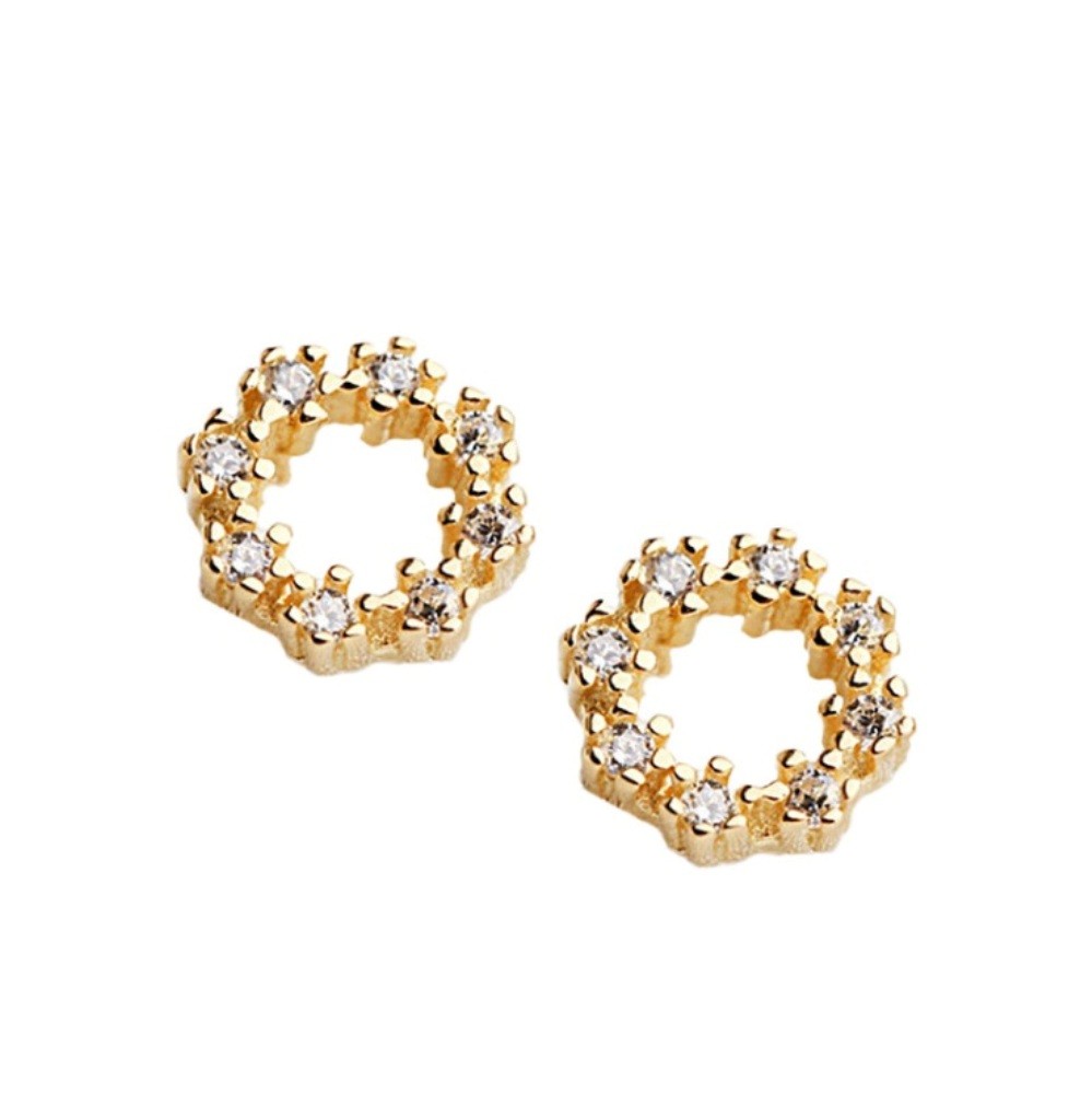 Sterling Silver Gold Plated Round CZ Studs