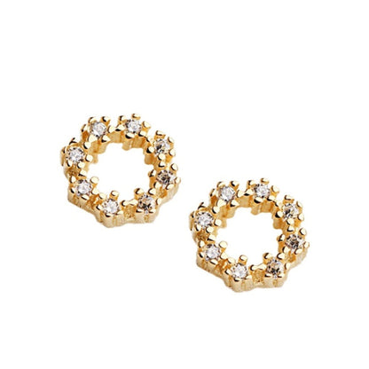 Sterling Silver Gold Plated Round CZ Studs