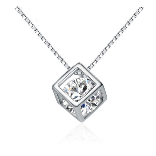 Sterling Silver Rhodium Plated CZ Necklace