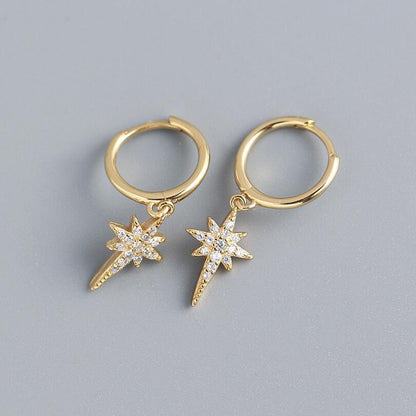 Sterling Silver Hoops with Star Charms