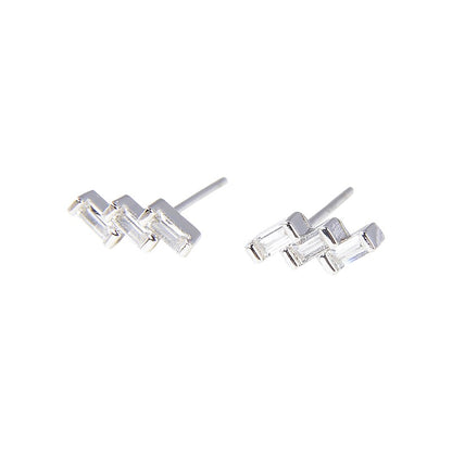 Sterling Silver Rhodium Plated CZ Studs