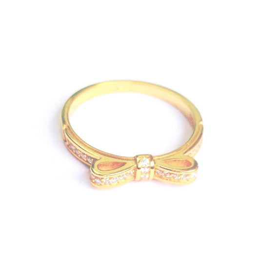Sterling Silver Gold Plated CZ Ribbon Ring