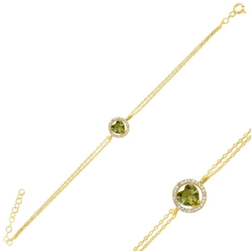 Sterling Silver Gold Plated Zultanite Heart Bracelet