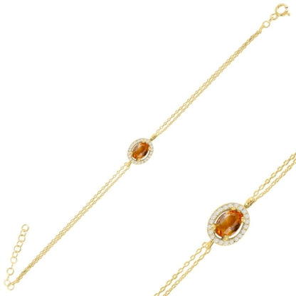Sterling Silver Gold Plated Oval Zultanite Bracelet