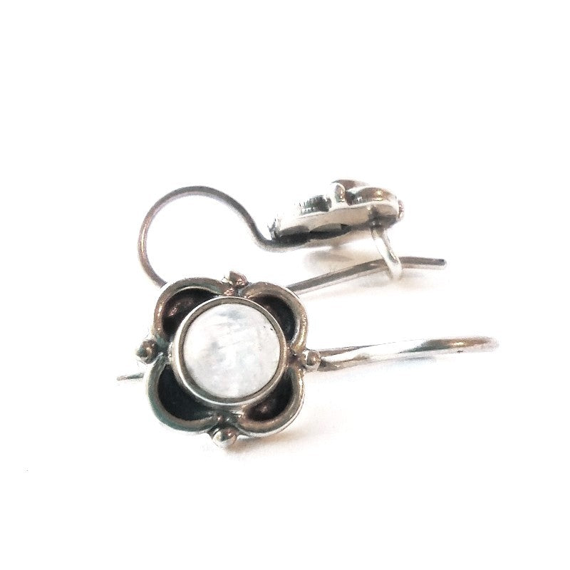Sterling Silver Moonstone Flower Earrings