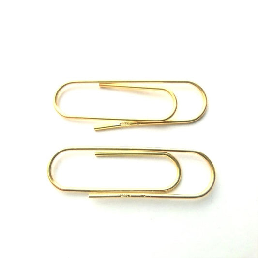Sterling Silver Gold Plated Paper Clip Drop Earrings