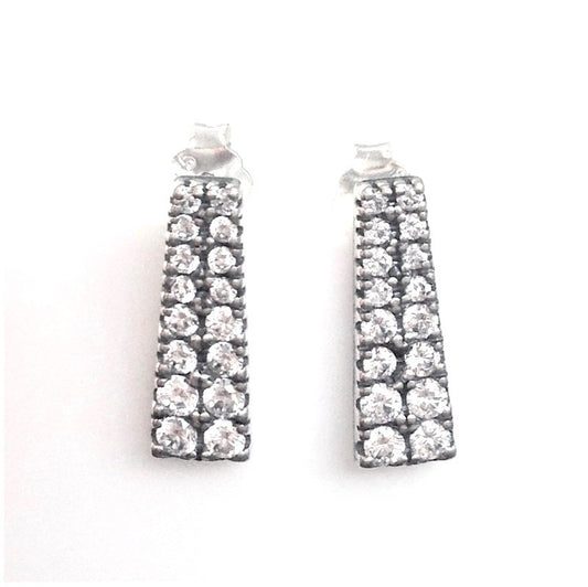 Sterling Silver Rhodium Plated CZ Studs