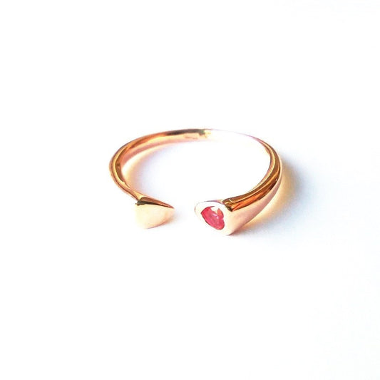 Sterling Silver Rose Gold Plated CZ Heart Ring