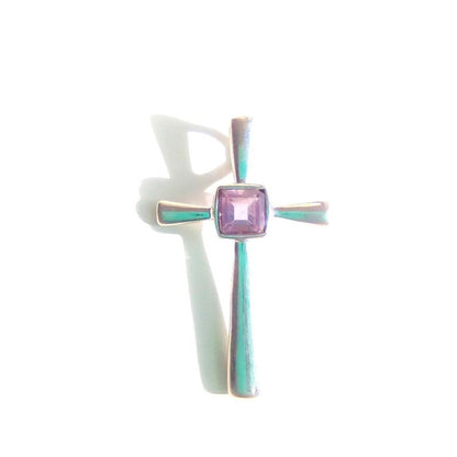 Sterling Silver Amethyst Cross Pendant Necklace