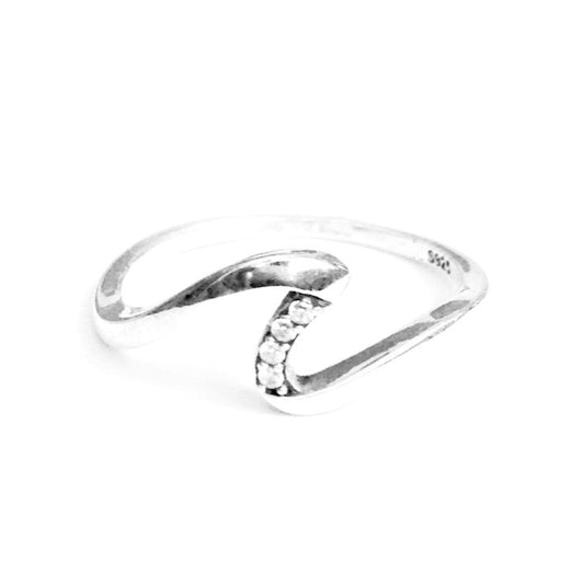 Sterling Silver CZ Wave Ring