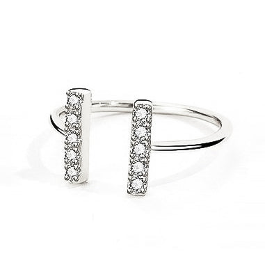 Sterling Silver Rhodium Plated CZ Ring