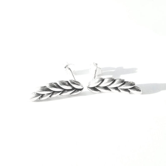 Sterling Silver Leaf Stud Earrings
