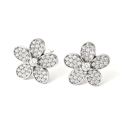 Sterling Silver CZ Flower Studs