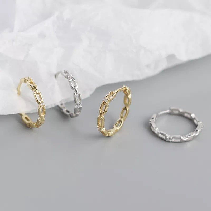 Sterling Silver Gold Plated CZ Hoops