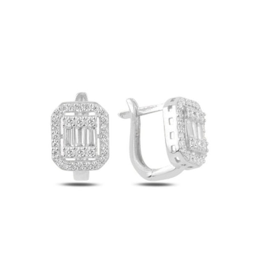 Sterling Silver Rhodium Plated English Lock Earrings