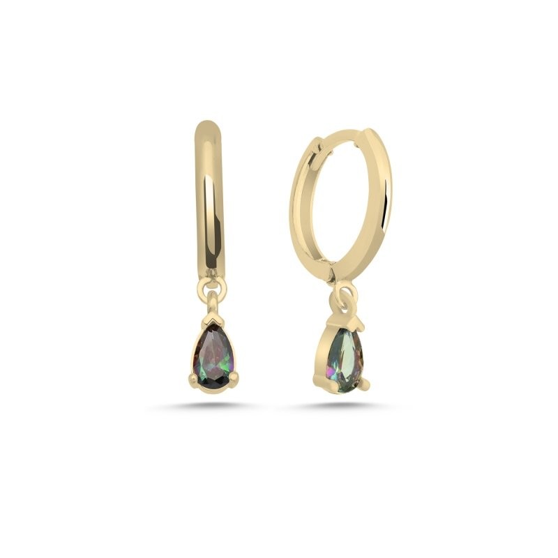 Sterling Silver Gold Plated Hoops with Mystic Topaz Charms