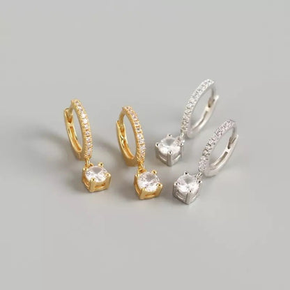 Sterling Silver Rhodium Plated Hoops with Charms