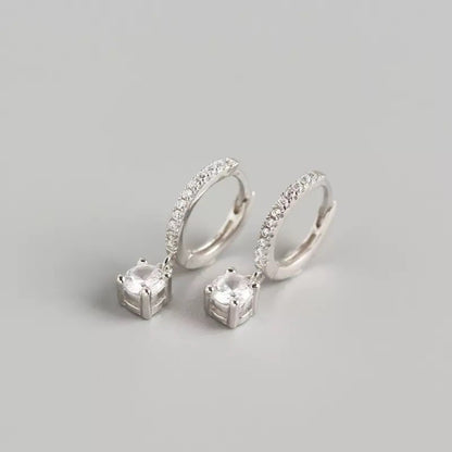 Sterling Silver Rhodium Plated Hoops with Charms