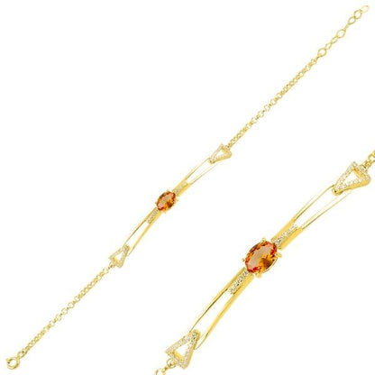 Sterling Silver Gold Plated Oval Zultanite Bracelet