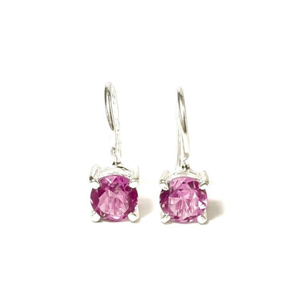 Sterling Silver Round Amethyst Drop Earrings